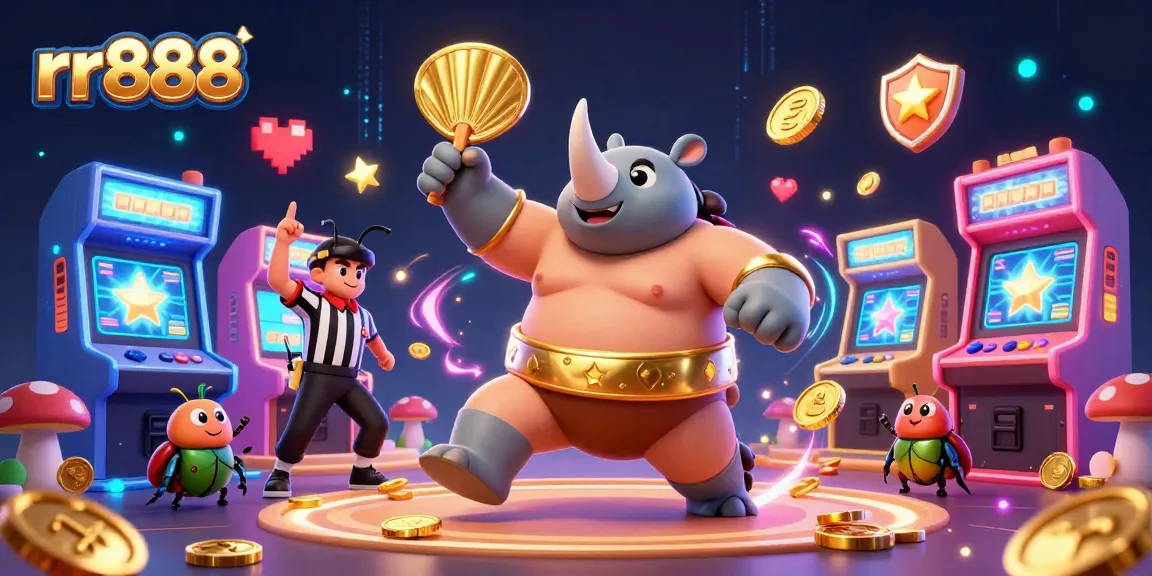 Experience thrilling gaming with rr888, where vibrant characters and coins create an electrifying casino atmosphere.