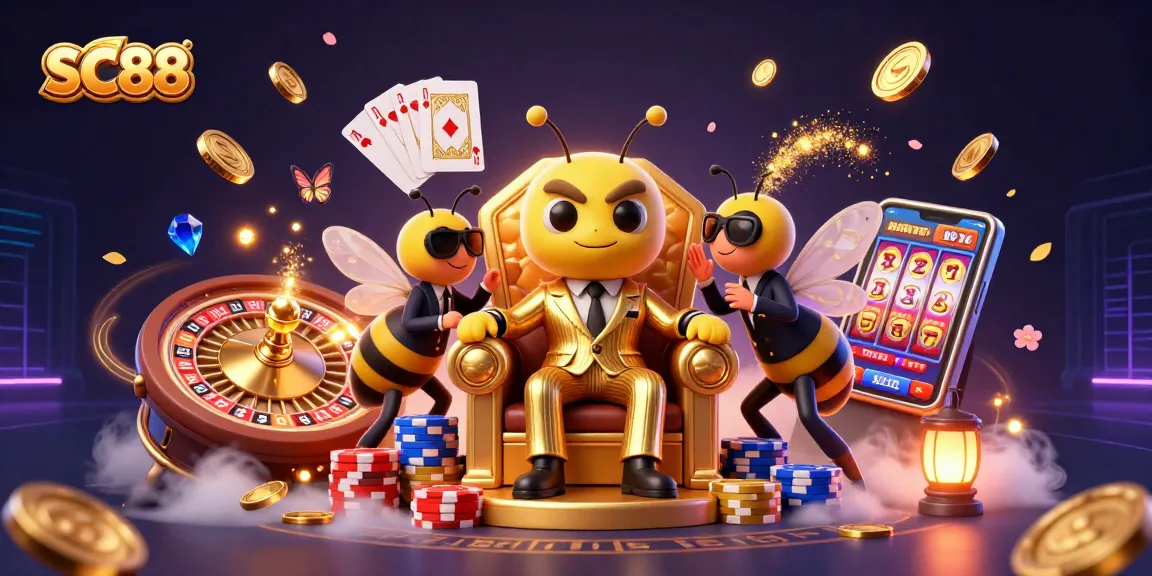 Engage with SC88's thrilling online gaming experience featuring vibrant characters and dynamic casino elements.