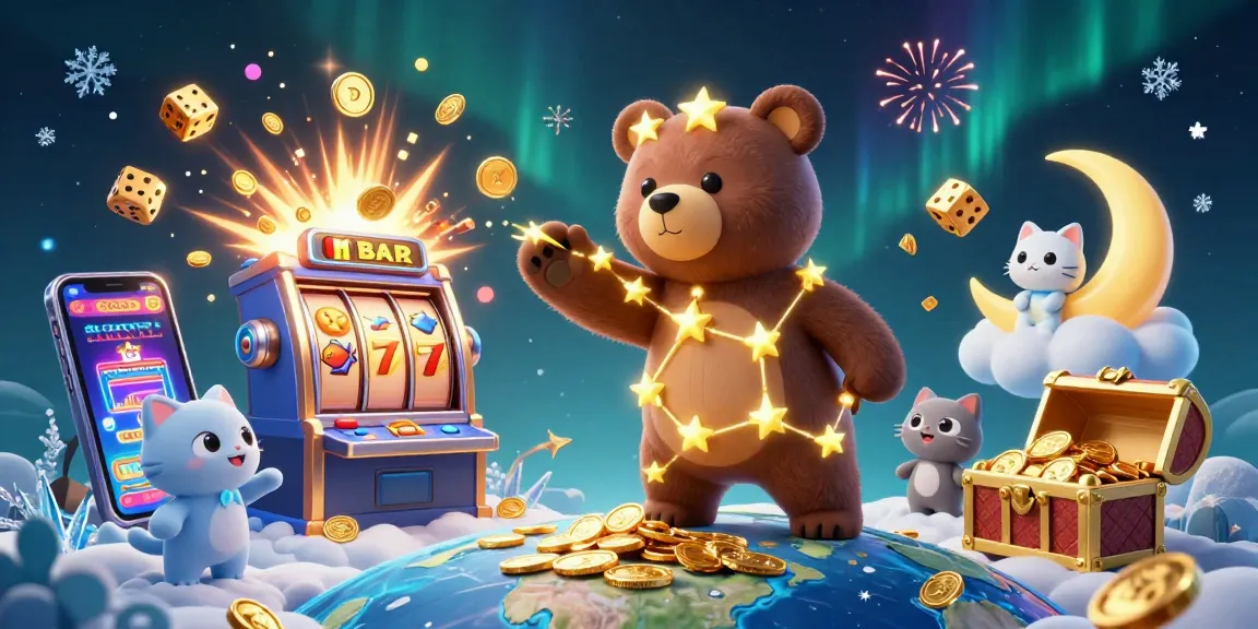 Experience the thrill of gambling with XOILAC's colorful slots and gaming elements captured in an engaging 3D illustration.