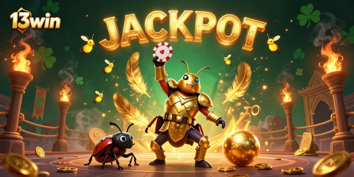 Experience thrilling wins at 13win with a dynamic jackpot scene, showcasing luck and victory.