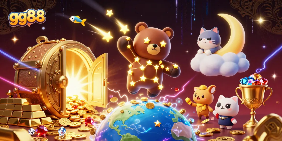 Experience dazzling wins at gg88 as the constellation bear collects coins amidst golden treasures and stellar games.