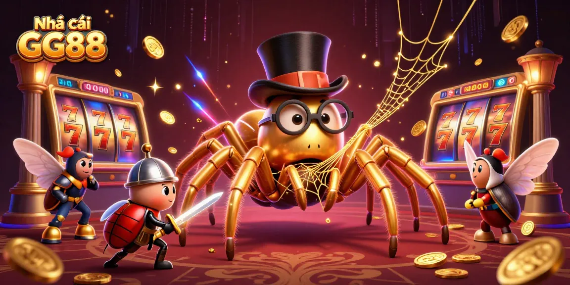 Engage with Nhà cái GG88 at the vibrant slots scene featuring golden symbols and dynamic characters.