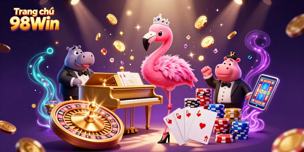 Join the fun at Trang chủ 98Win, where vibrant casino visuals showcase thrilling games and winnings.