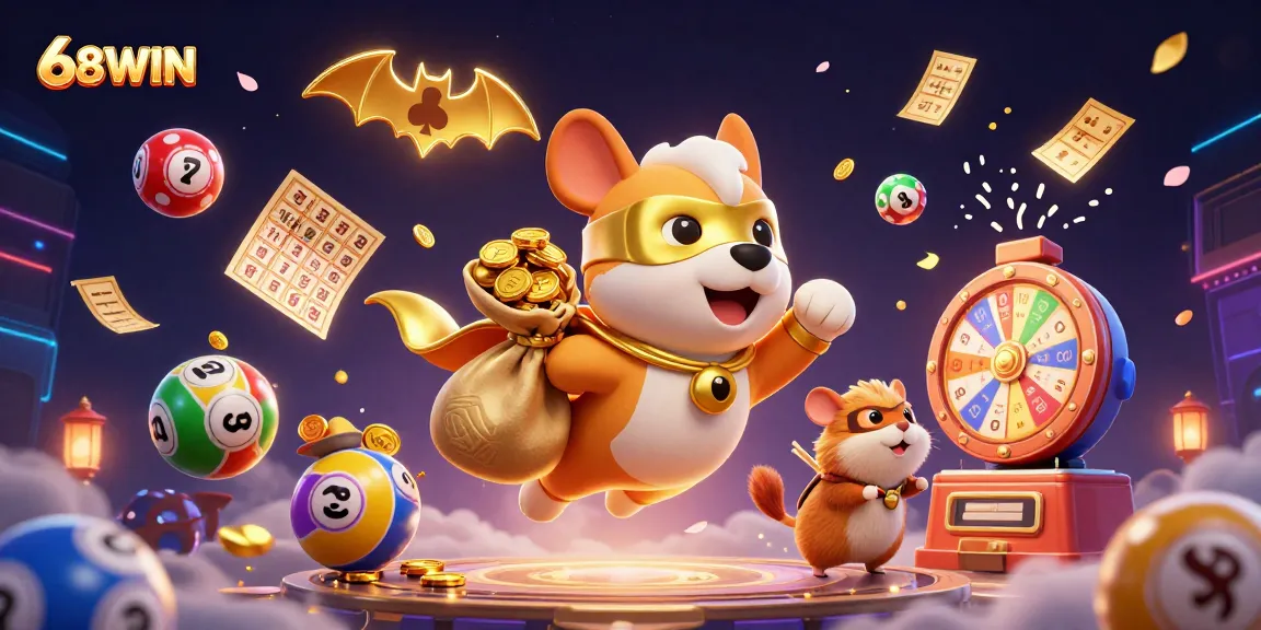 Experience thrilling gameplay with 68WIN featuring a superhero dog and gaming elements.