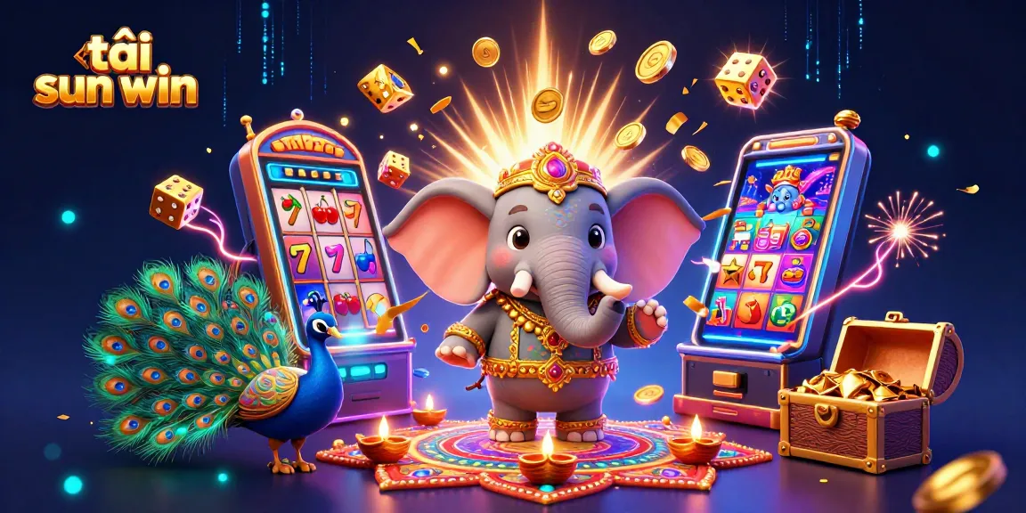 Spin and win with tải sun win, featuring vibrant casino elements and a colorful scene.