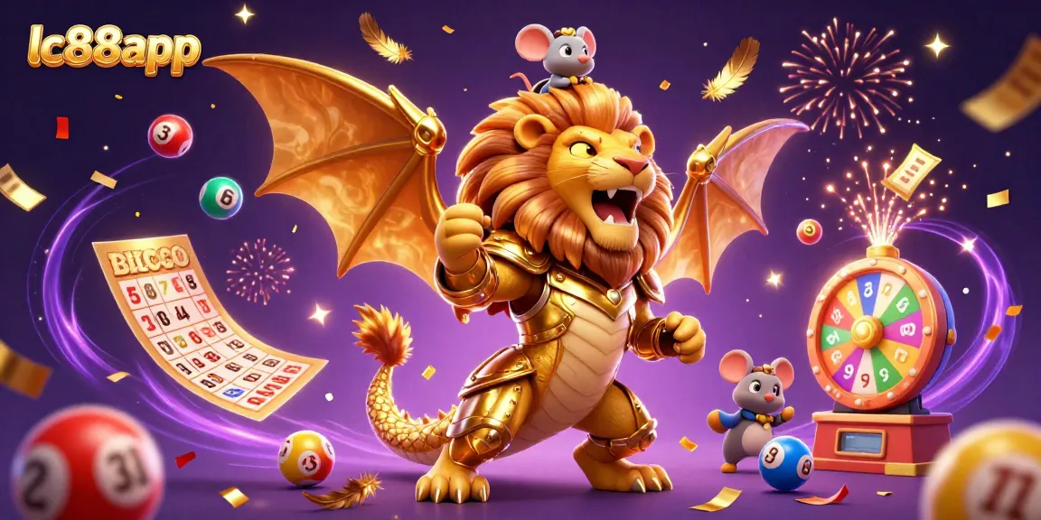 Experience excitement at lc88app with a dynamic 3D chimera and celebration elements.