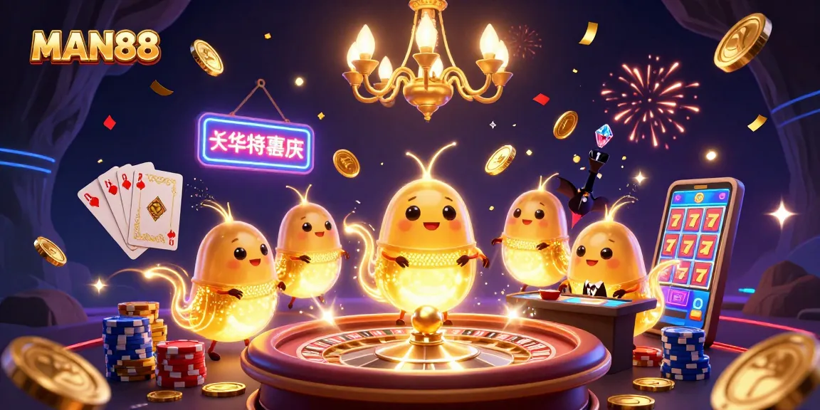 Place your bets with MAN88, a vibrant cave casino illuminated by glowworms and dynamic game elements.