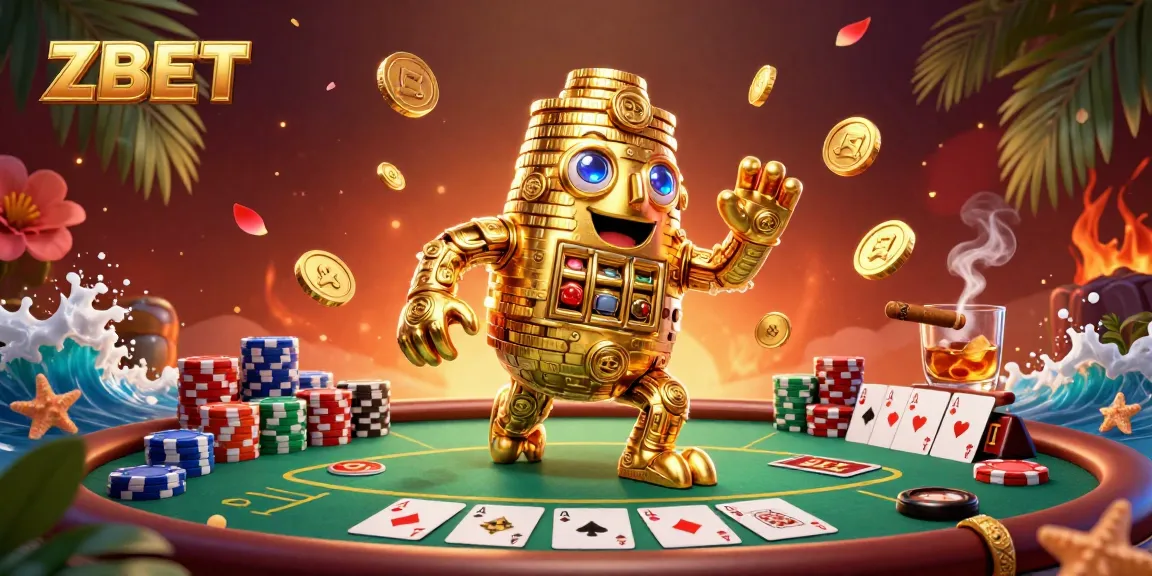 Experience the thrilling animations of ZBET’s golden golem casino scene with vibrant gaming elements.