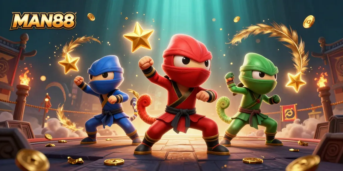 Experience thrilling action with MAN88's ninja chameleon team in a dramatic casino scene.
