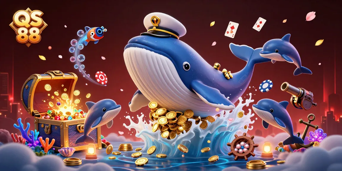 Win big at QS 88 with a vibrant underwater casino adventure featuring playful dolphins and treasure!